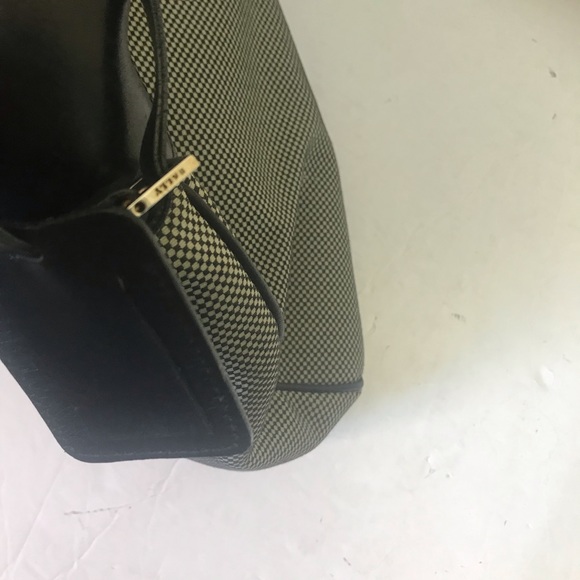 Bally Shoulder Hobo Bag Leather Tweed Canvas Logo FOB Tag Italy Tote Purse Silvr - Picture 7 of 16